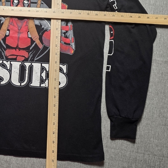 Marvel Deadpool Black and Red Long Sleeve Shirt Men's Size L - Picture 4 of 6